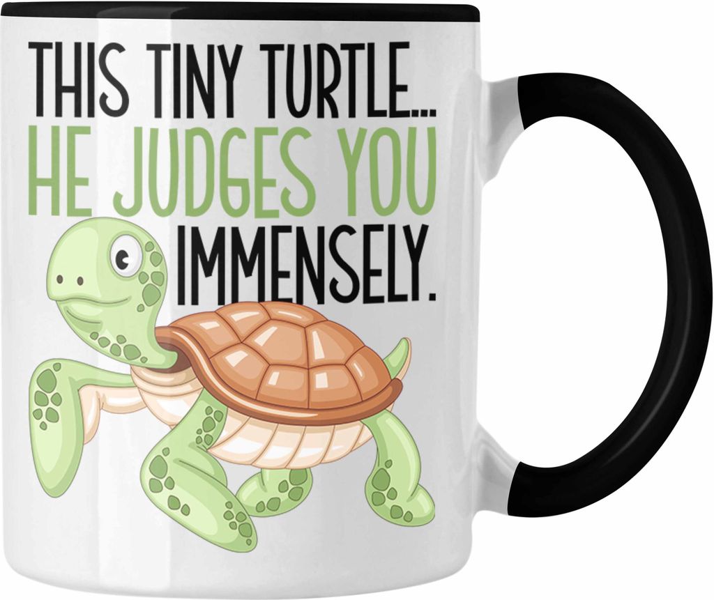 Trendation - This Tiny Turtle Tasse Geschenk Lustige Meme Becher Schildkröte Geschenk (Schwarz)