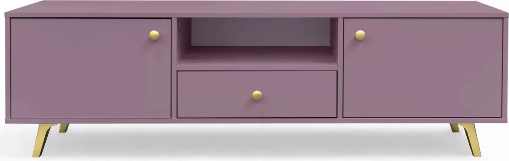 Meuble TV JOELE prune laqué - Finition haut de gamme et style minimaliste