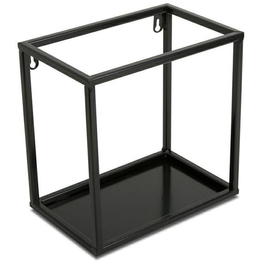Wandregal, Hängeregal Metall Aufhängen, Rechteckig, Loft, Schwarz, 24 cm