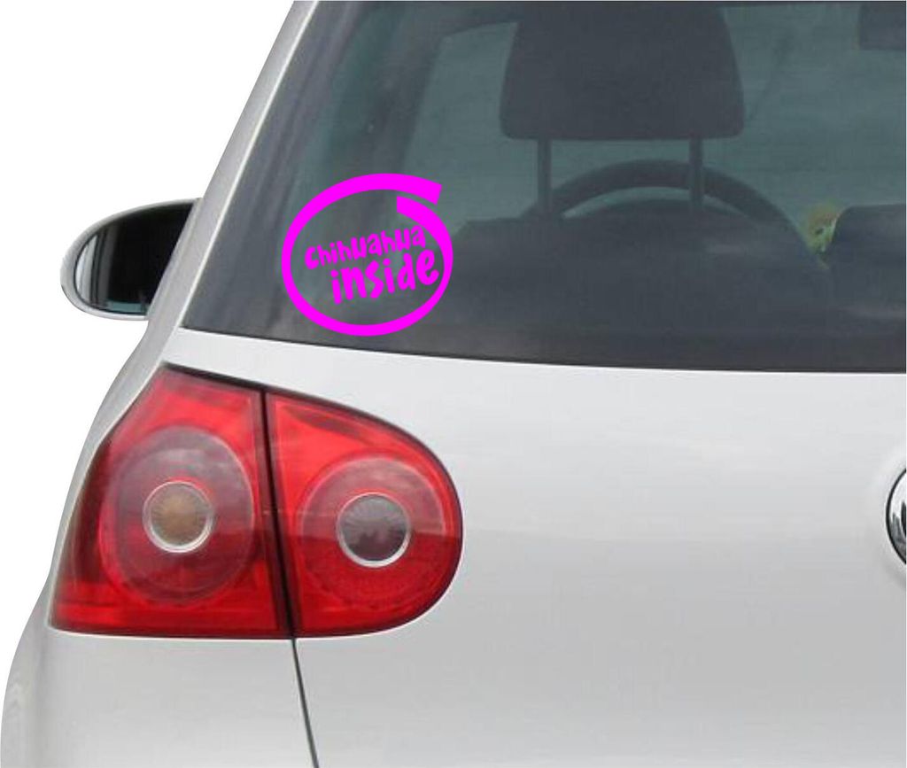 Aufkleber / Autoaufkleber - JDM - Die cut - CHIHUAHUA INSIDE Decal Hund Pet Truck Fenster Sticker - pink - 93mm x88mm