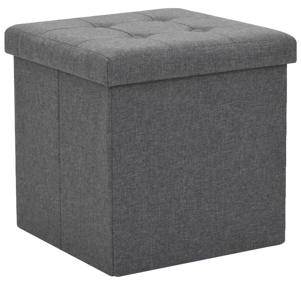vidaXL Hocker mit Stauraum 2 Stk. Dunkelgrau Leinenoptik Produktbild 