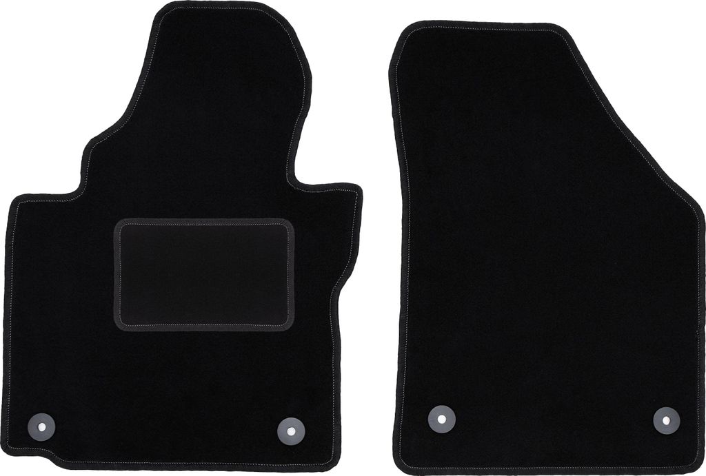 Velours-Fußmatten Vorne passend für Volkswagen Touran I (Minivan, Bj. 2004-2010) – schwarz, passgenau, mit Befestigungen set 2 Stk. - STANDARD
