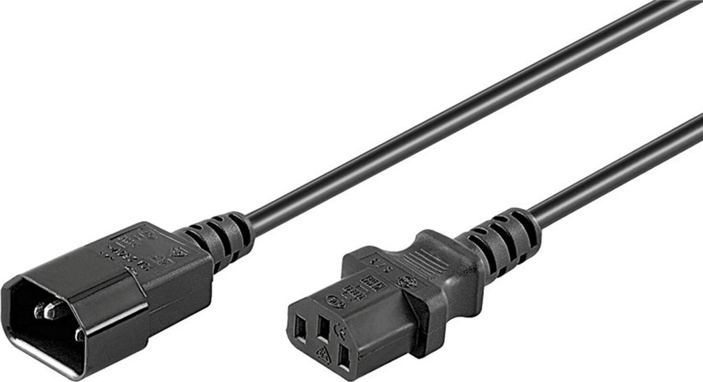 Goobay Verlängerungskabel mit C13-Buchse und C14-Stecker, 5 m, Schwarz
