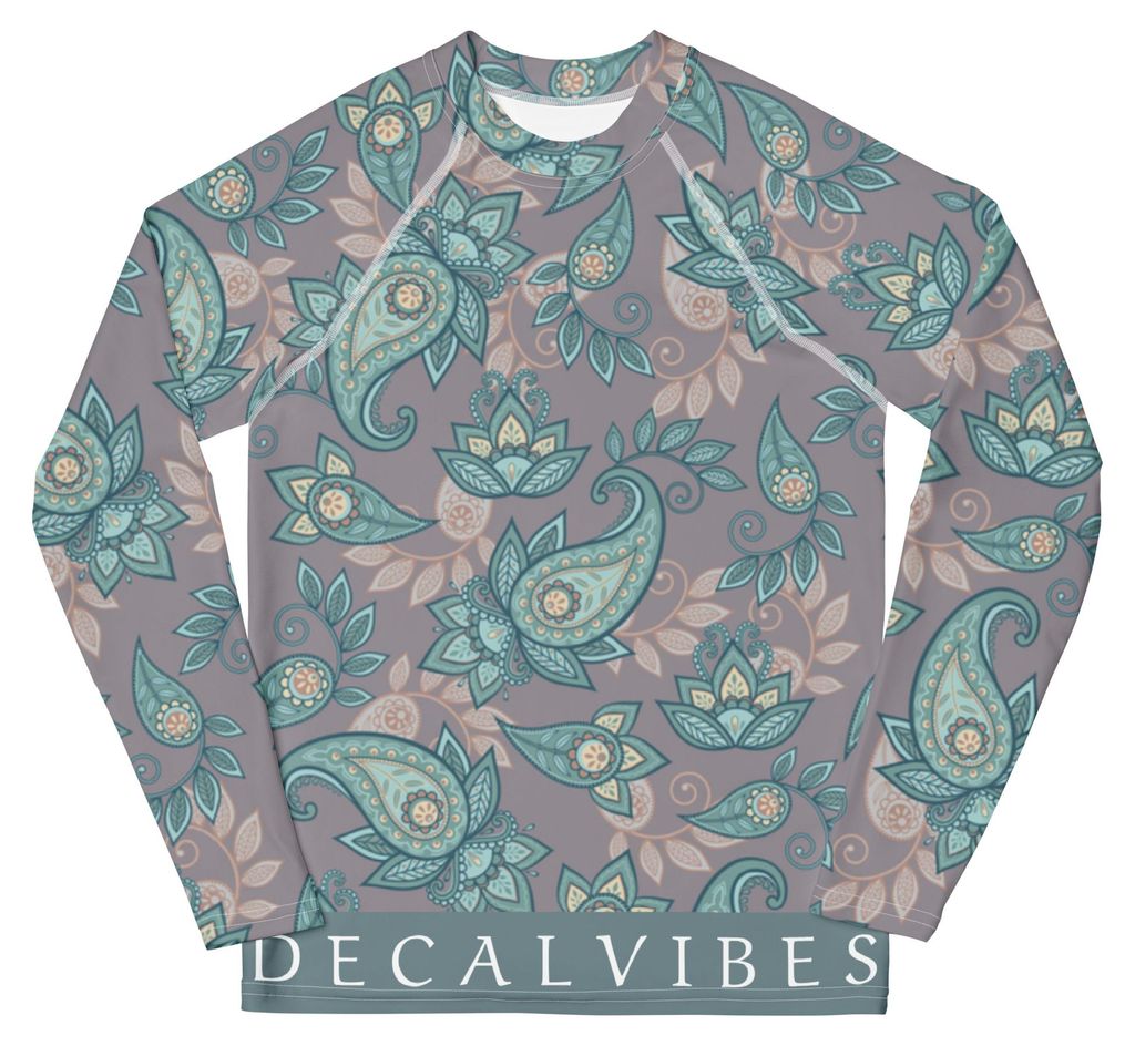 DECALVIBES Mädchen Rash Guard Compression Langarmshirt für Jugendliche Ultimate Vintage Leaves - 146