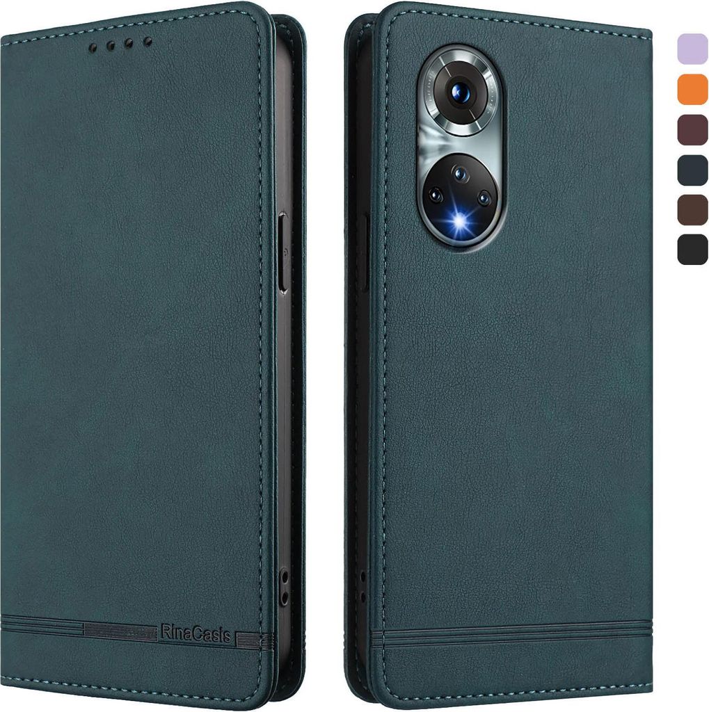 Hülle für Huawei Nova 9 /Honor 50, Retro Kunstleder Ständer Klapphülle mit Kartenfächer und Magnetische Grün