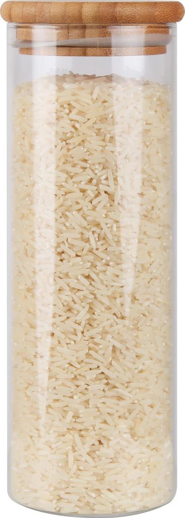 Bestlivings Vorratsglas 500ml mit Bambusdeckel Ø 6,6 x 18,5 cm, Luftdichter Mehrweg-Glasbehälter, hochwertiges Aufbewahrungsglas, Gewürzglas fü...