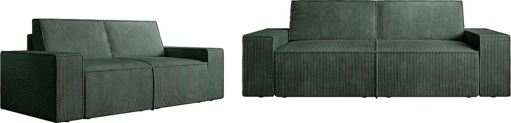 3-Sitzer und 2-Sitzer Sofa aus grünem Cord - AMELIA