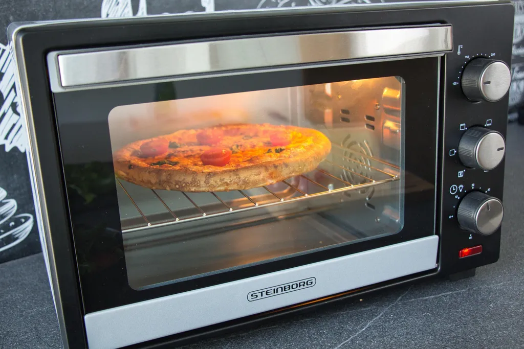 Steinborg Mini-four 25L 1600W Argent - Four à Pizza 3-en-1 Convection - 25