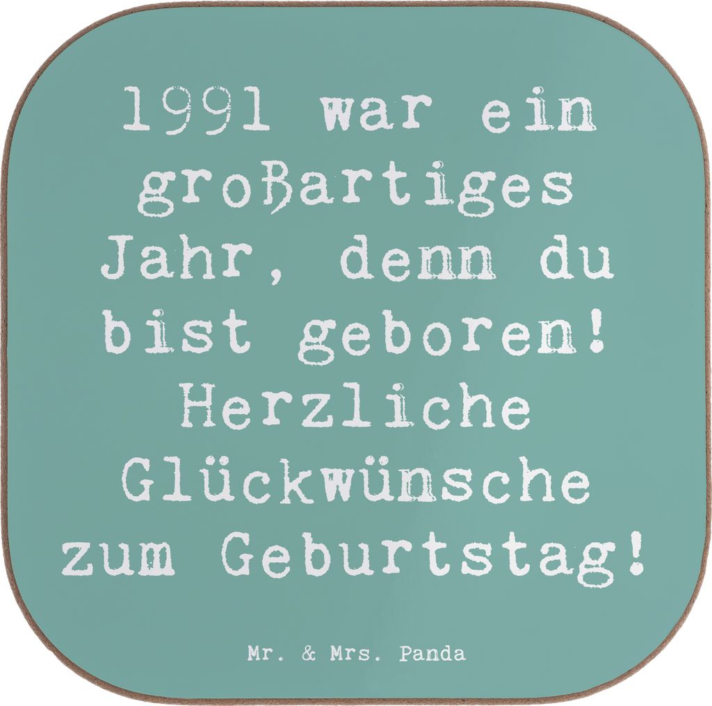 Mr. & Mrs. Panda Tassenuntersetzer Spruch 1991 Geburtstag - Meeresbrise - Geschenk, Erinnerungen, Happy Birthday, Untersetzer für Gläser, Tischun...