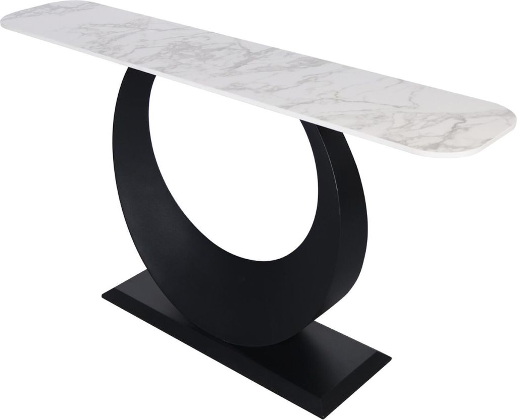 FURNLUX Konsolentisch Modig Marmor Weiss Und Schwarz 150cm / Hauptfarbe: Weiß / Abmessungen: 150 x 80 x 30 cm