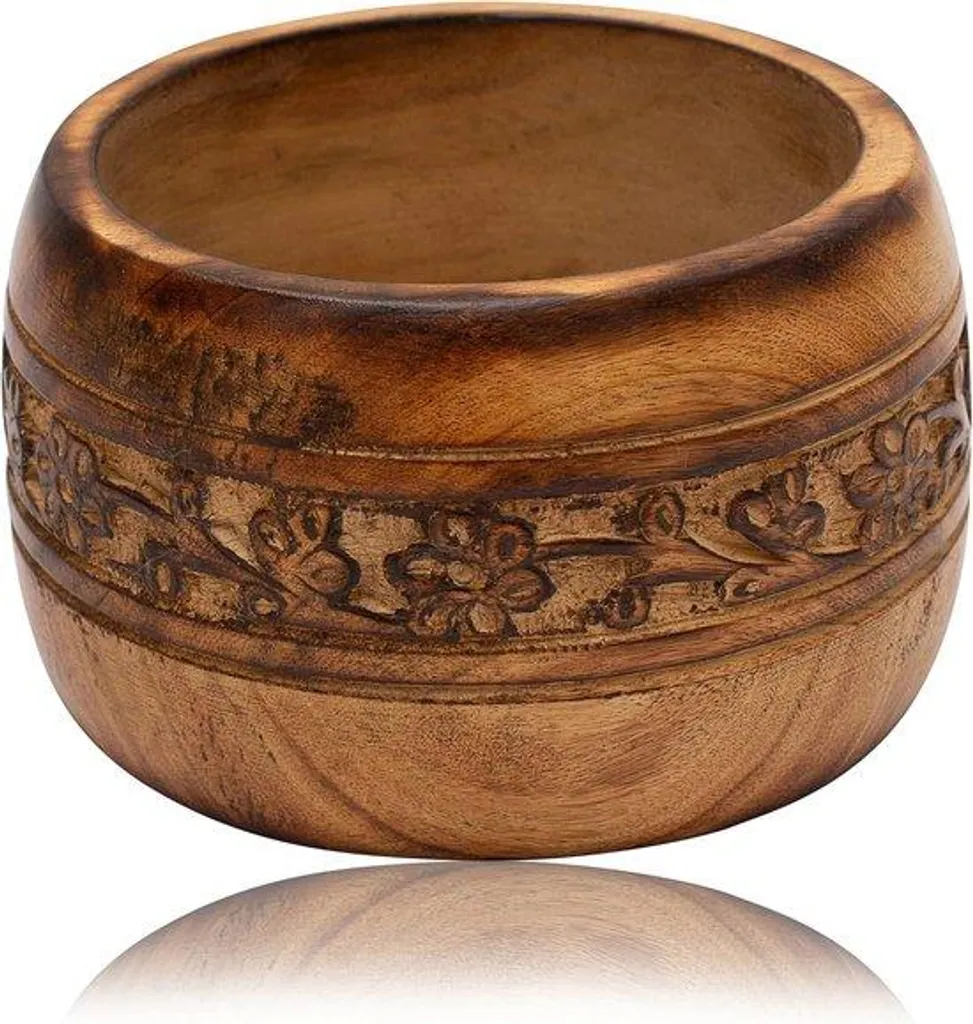 Grand présentoir de table basse en bois massif - Bol apéritif artisanal