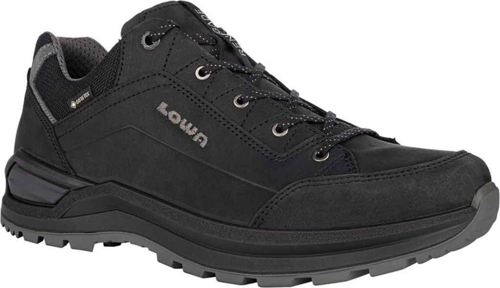 A black LOWA Renegade Evo GTX hiking shoe is shown against a white background.