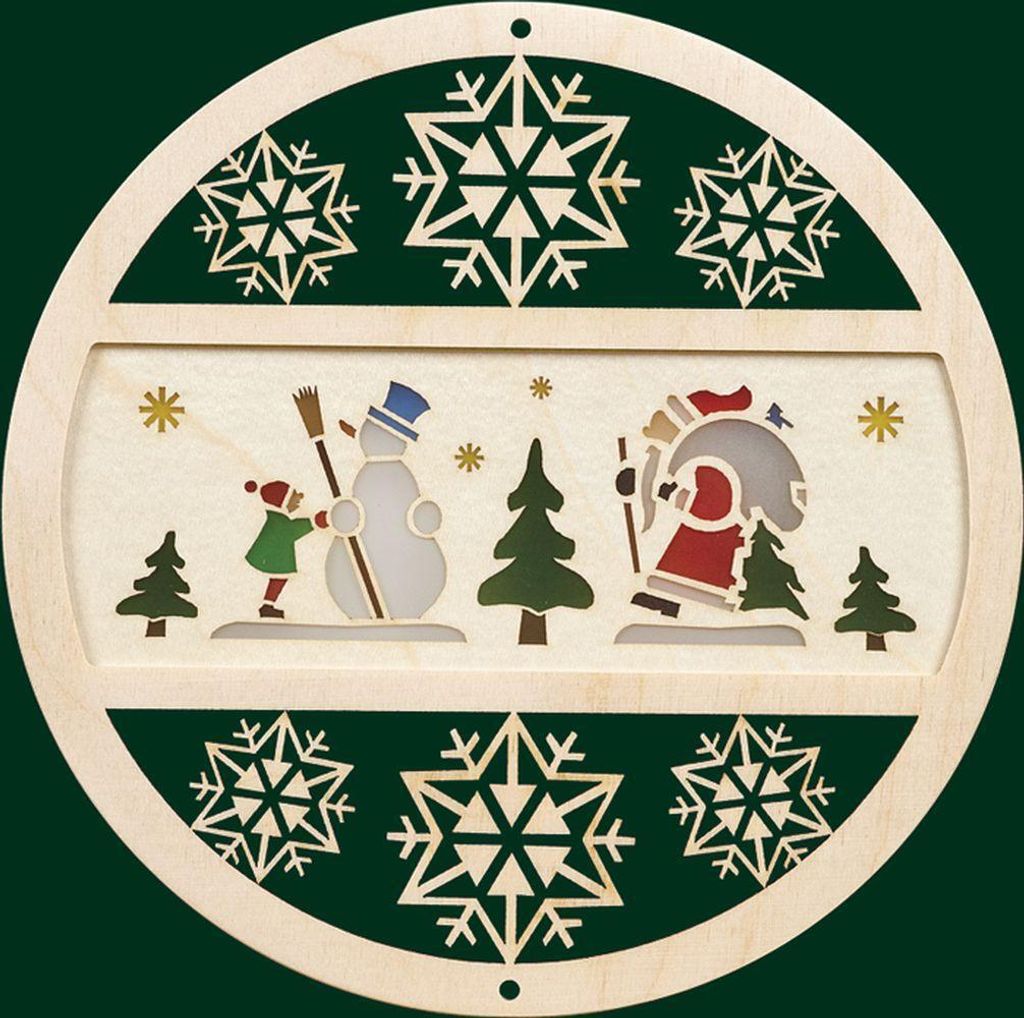 Fensterbild Schneemann mit Weihnachtsmann HxB= 15x15cm NEU