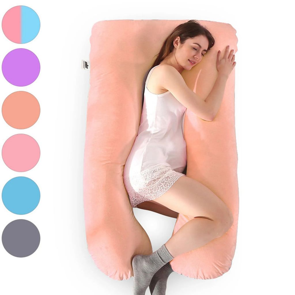 Elover U-förmiges Schwangerschaftskissen – Ganzkörper-Stützkissen Mit Samtbezug, 145 Cm, Für Rücken & Bauch