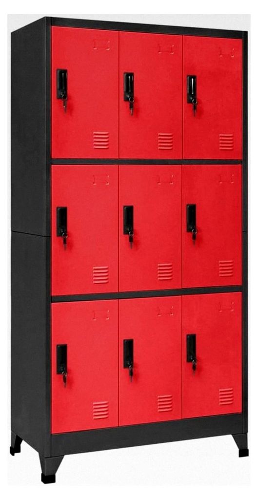 Spindschrank in Anthrazit und Rot 90x45x180 cm