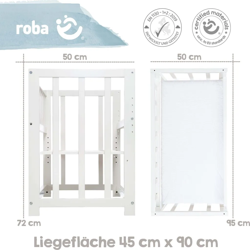 Lit 4 en 1 roba Adam & Eule - Lit d'appoint bébé blanc multifonction - 9
