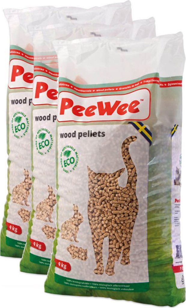 42 L / 27 KG PeeWee Holzstreu Katzenstreu Einstreu Öko Streu Pellets (3x9kg)
