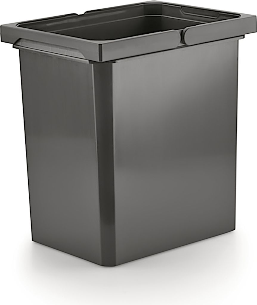 A dark gray trash can insert with a gray rim, shown from the front on a white background.