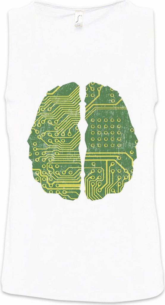Urban Backwoods Cybernetics Brain, Ärmelloses T-Shirt, Farbe: Weiß, Größe: M