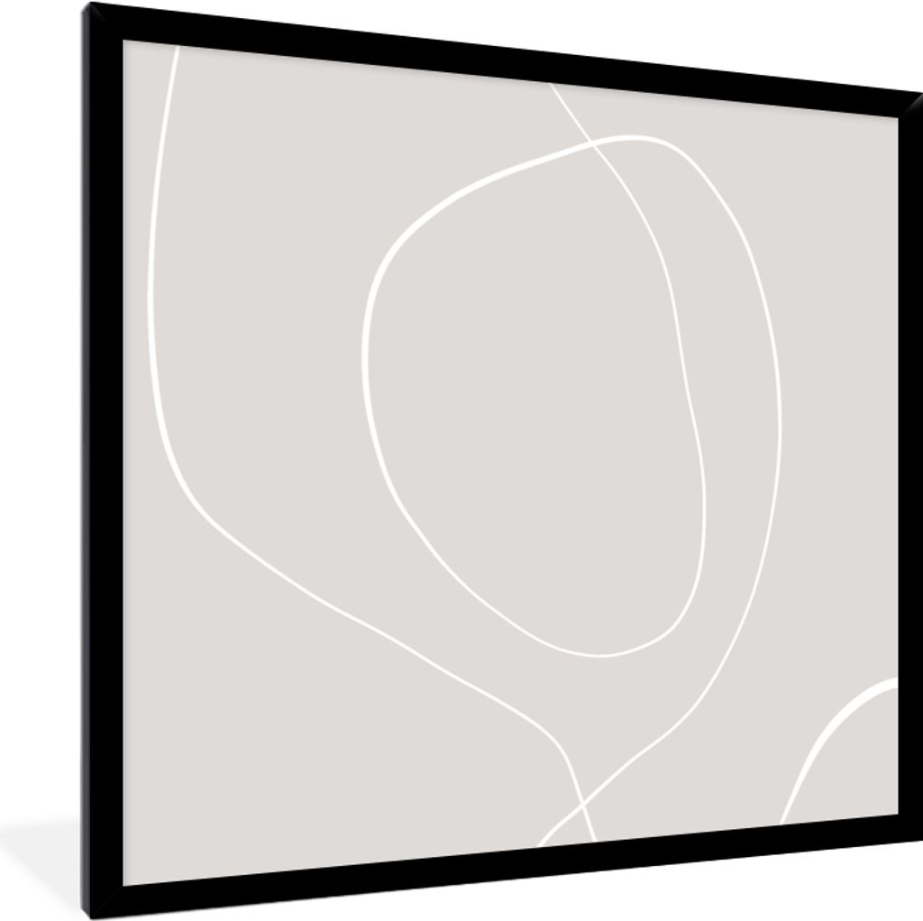 MuchoWow Gerahmtes Poster Linienkunst - Abstrakt - Pastell 40x40 cm - Poster mit Schwarzem Bilderrahmen Wandposter Rahmen Foto Bilder - Mit Rahme...