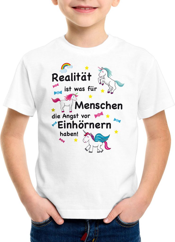 style3 Realität ist was für Menschen die Angst vor Einhörnern haben Kinder T-Shirt Unicorn Einhorn