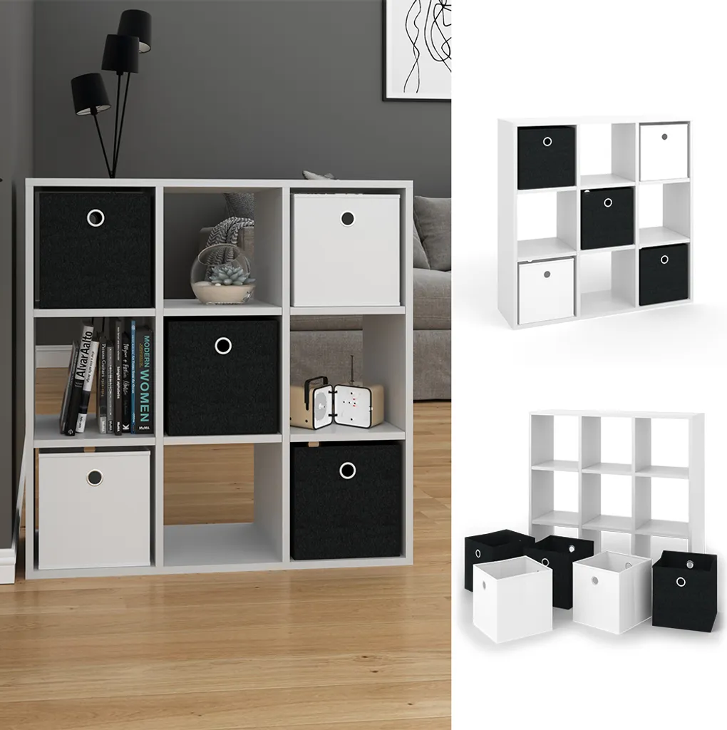 Petit Meuble Cube Blanc Vicco Hylda 82,8cm Structure Robuste et Chic