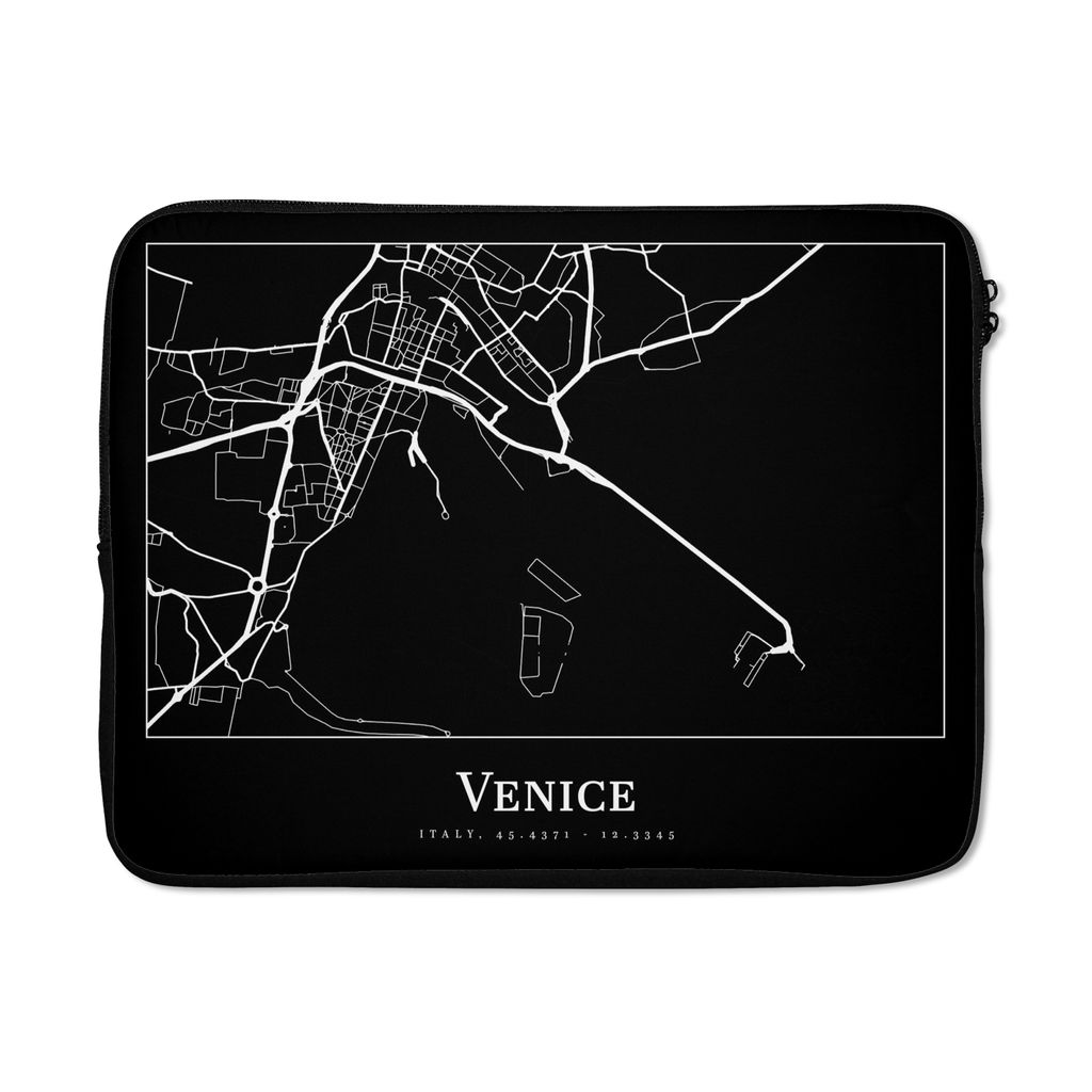 MuchoWow Laptop Hülle 17 Zoll Laptoptasche Stadtplan - Venedig - Karte - Venedig - Zipper - Schutzabdeckung