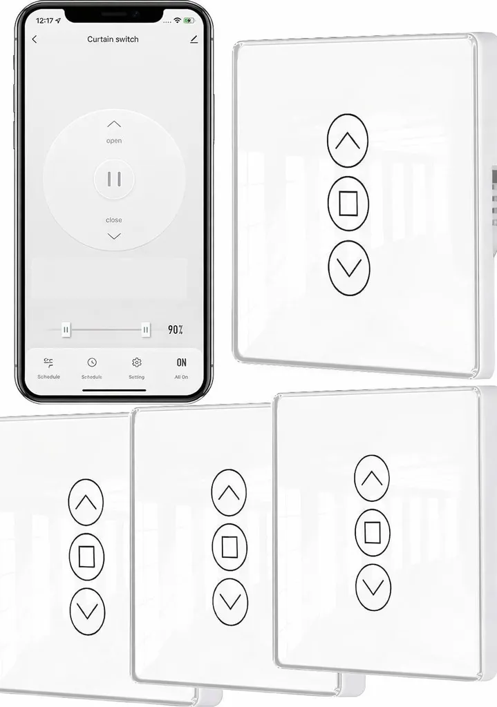 Interruttore Tapparelle Smart Moes ZigBee 4x - Vetro Touch e RF433