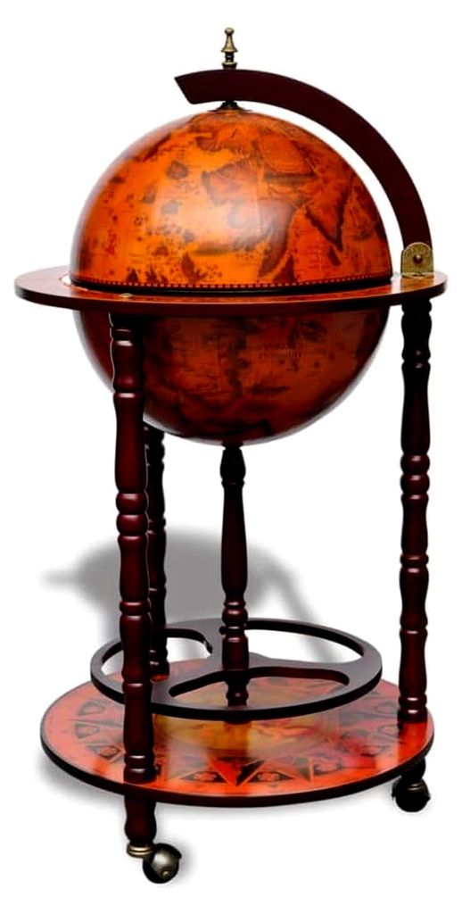 Eukalyptusholz Globusbar Flaschenregal Minibar