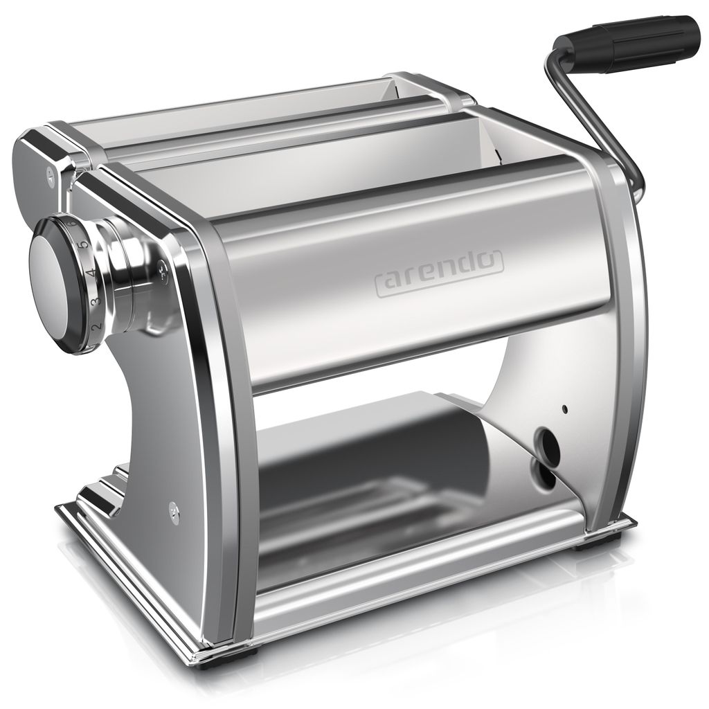 Arendo Nudelmaschine manuell, Pasta Maker, Edelstahl, Nudelpresse, 7 einstellbare Stärken, Duplexvorsatz für Spaghetti, Tagliatelle, Lasagne - 2m...