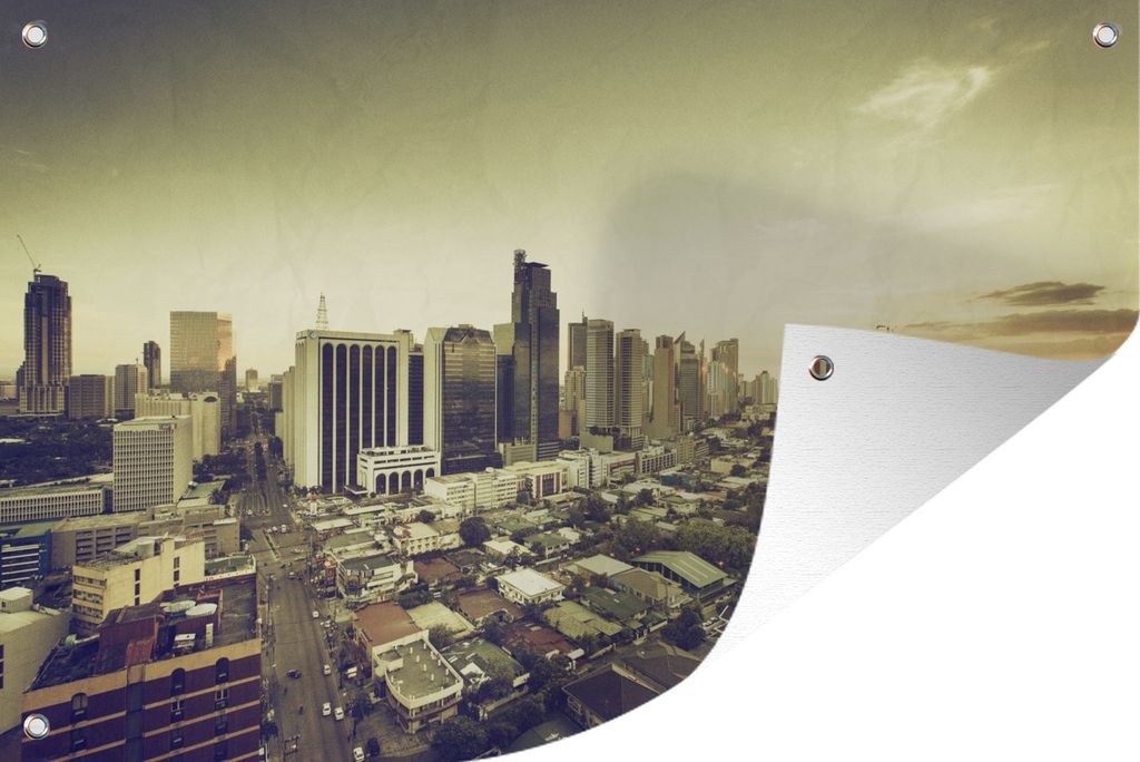 MuchoWow 120x80 cm Outdoor-Poster Gartendeko Sichtschutz Garten Poster für den Garten Skyline der schönen Stadt Manila