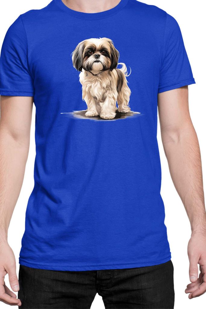 Herren T-Shirt Dogs Breeds Shih Tzu Dog Breed 005, Man 3XL / Blau