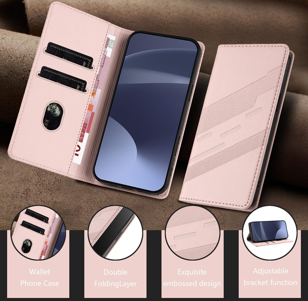 Custodia Leather Folio Per Huawei Honor X7 - Pelle PU Magnetica, Flip Portafoglio Con Funzione Stand, Colore Nero