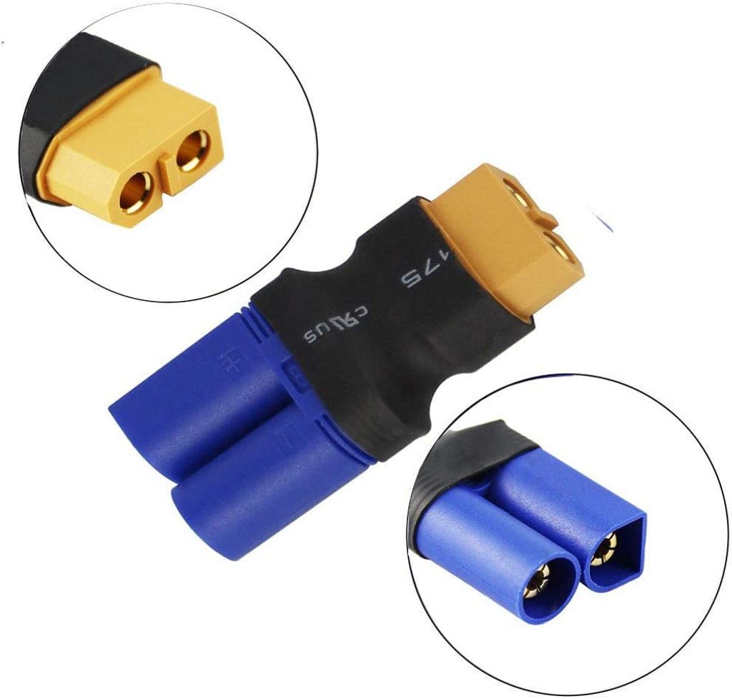 4 ks adaptér XT60 samica na EC5 samec bez kábla pre RC LiPo Obrázok produktu 5