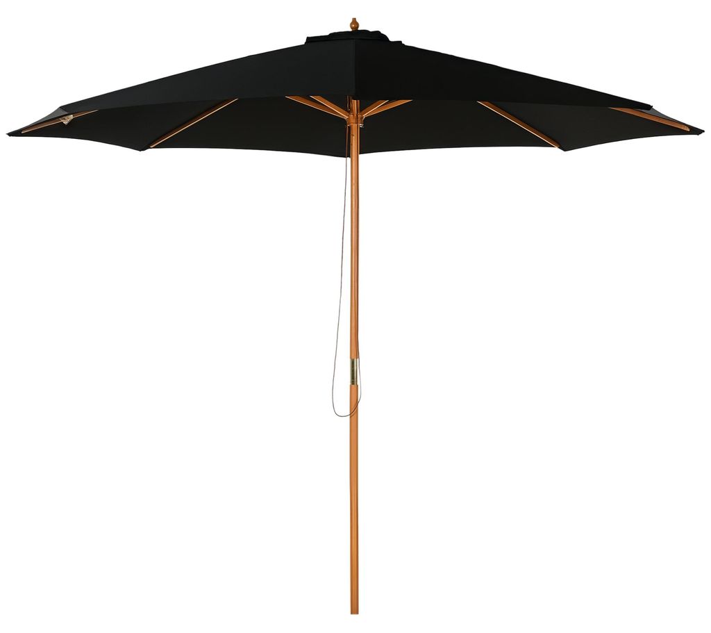 Sonnenschirm Ø 300 cm, Sonnenschirm mit UV Schutz Balkonschirm aus Holz Strandschirm stabil Marktschirm Sonnenschutz für Strand Terrasse Garten, ...