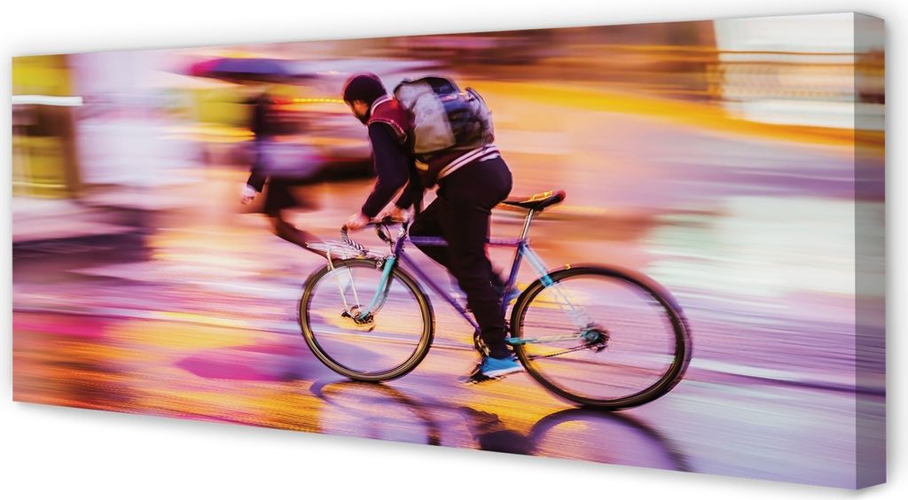 Leinwandbild 125x50 Wandkunst Fahrradbeleuchtung Mann