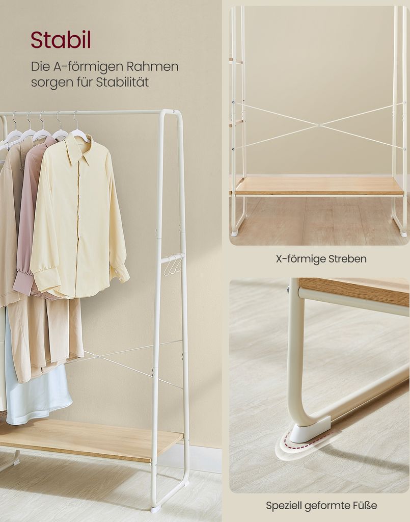 VASAGLE Kleiderständer mit Kleiderstange Schuhablage 6 Produktbild 4