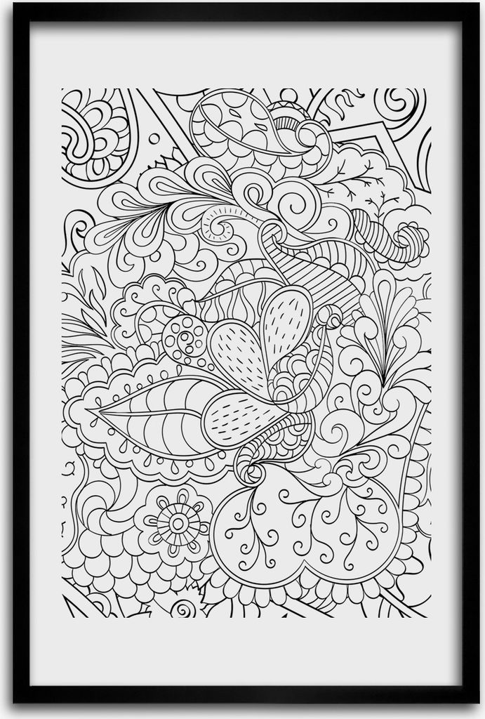 Bild - Bilderrahmen - 40 cm x 60 cm - MDF - Rahmen - Wandkunst - Zentangle Hintergrund