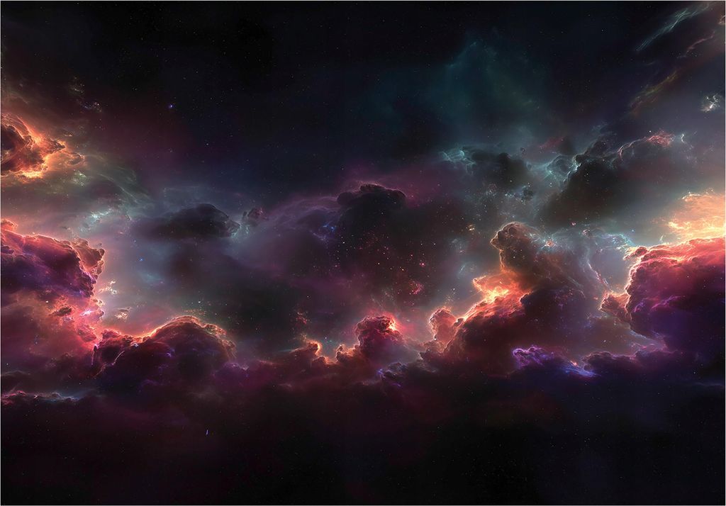 Fototapete Wolken Kosmos Jungen - 300x210 cm - Vliestapete Kinderzimmer - Vlies Fototapete Schwarz - 15949VX6