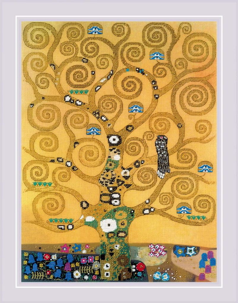 Riolis Kreuzstich Set "Der Baum des Lebens nach G. Klimt Gemälde", Zählmuster, 30x40cm