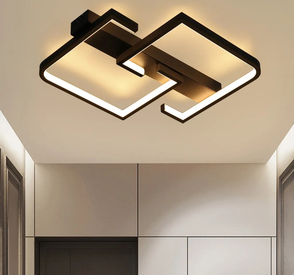 Petit Plafonnier LED de Cuisine Lampe de Plafond Moderne 3000K Noire