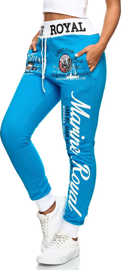 Damen Jogginghose | 100 % Baumwolle | Marine 512 Türkis XXL