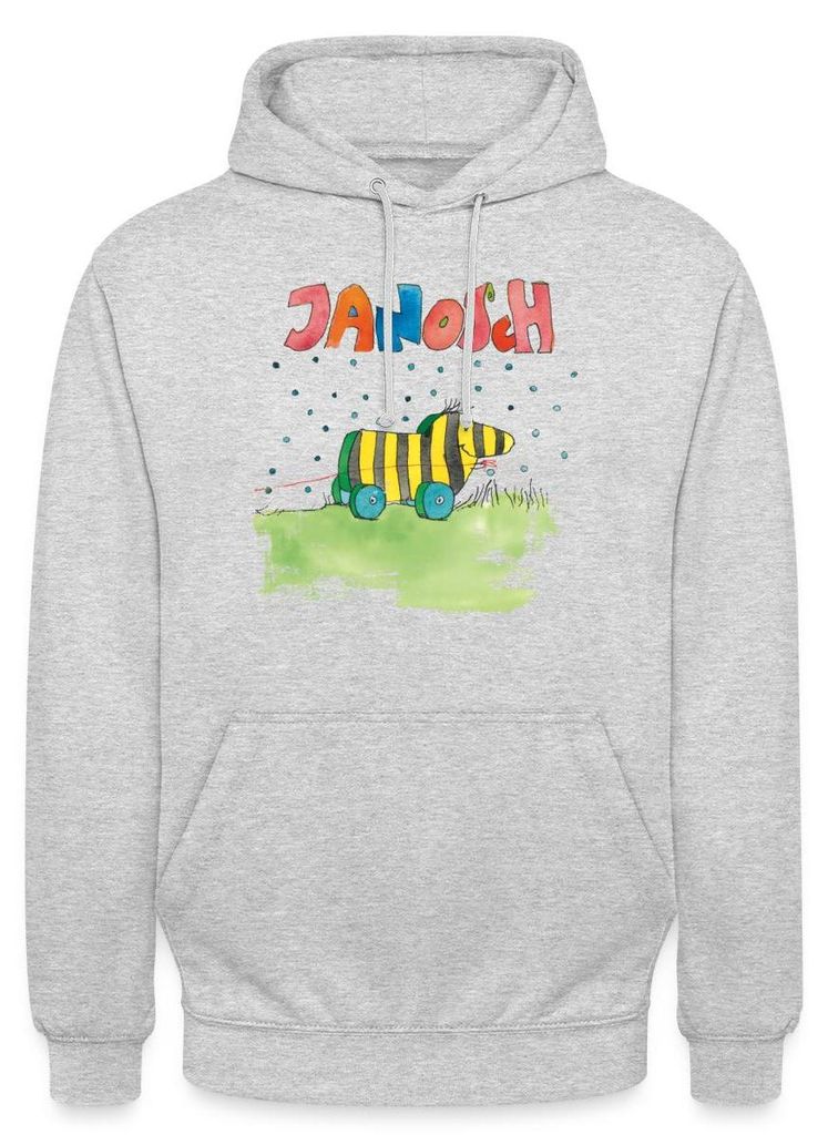 Spreadshirt Janosch Tigerente Schriftzug Uni Hoodie, L, Hellgrau meliert