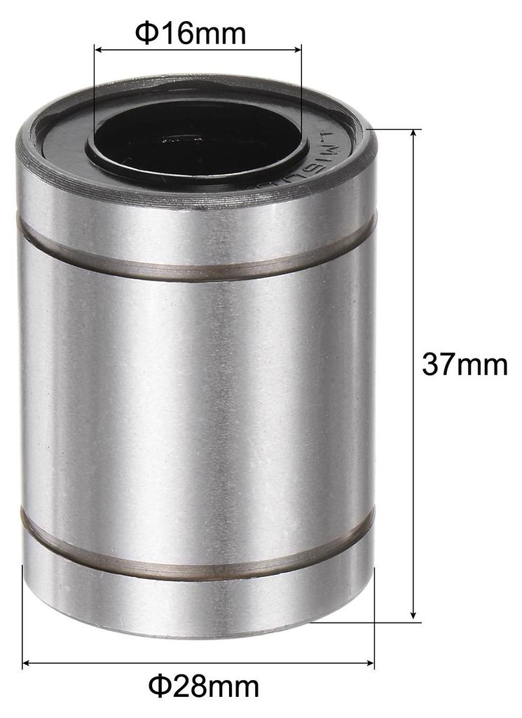 12 Stš¹ck LM16UU Linear-Kugellager, 16 mm Bohrungsdurchmesser, 28 mm Au?endurchmesser, 37 mm L?nge, Linearbewegungslager fš¹r CNC-Maschinenwerk...