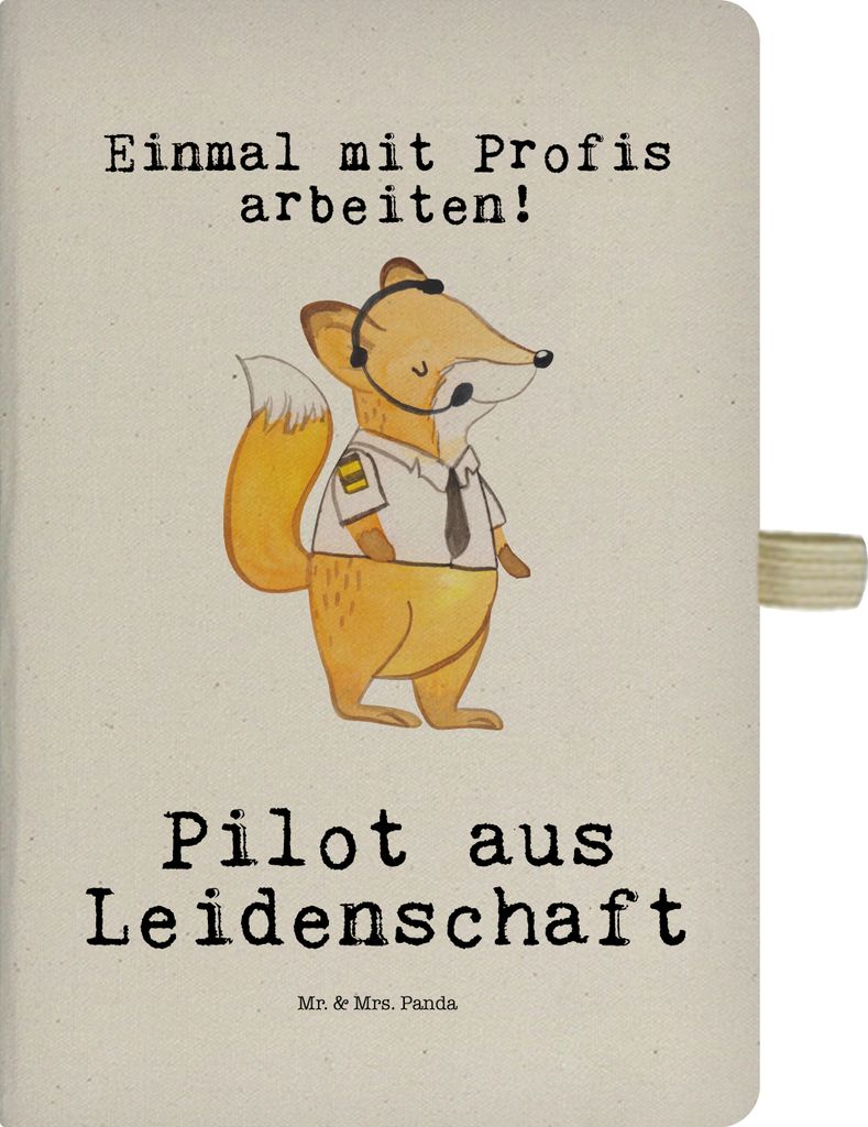 Mr. & Mrs. Panda Journal Pilot Leidenschaft - Transparent - Geschenk, Reisetagebuch, Flugzeug, Notizheft, Cockpit, Kladde, Tagebuch, notizbuch, Spruch
