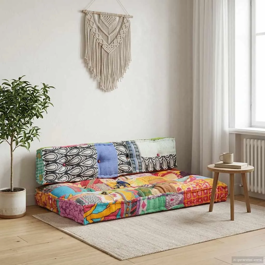 Housse pour Salon de Jardin en Palette Tissu Patchwork Confortable Chic