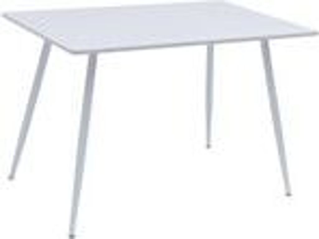 A white square table with four angled legs, shown against a white background.