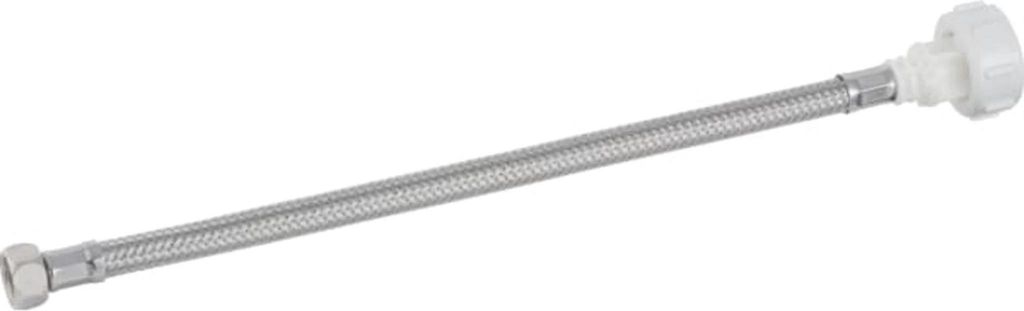 A flexible water hose with connectors on both ends, presented on a white background.