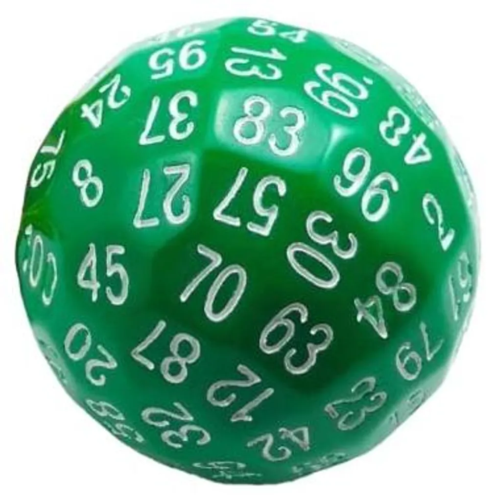 Dé Centésimal D100 Silencieux en Mousse 45mm Vert et Chiffres Multi
