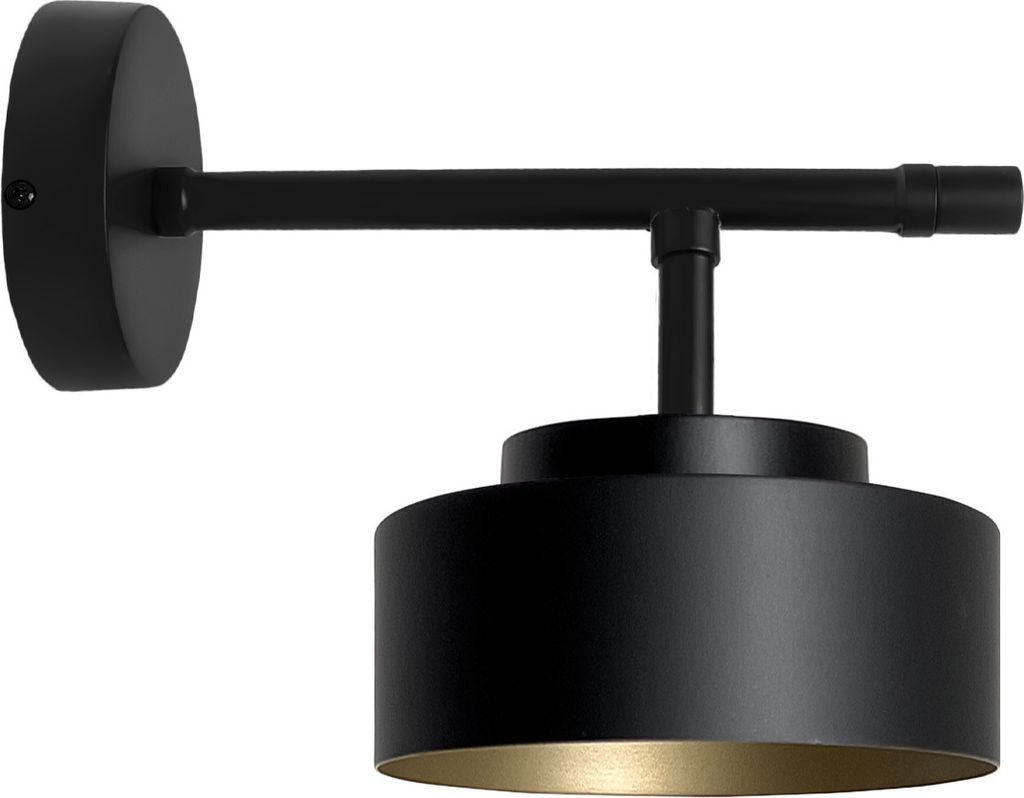 Wandleuchte Messing Eisen 17 cm hoch in Schwarz matt Gold E27 Retro Wandlampe